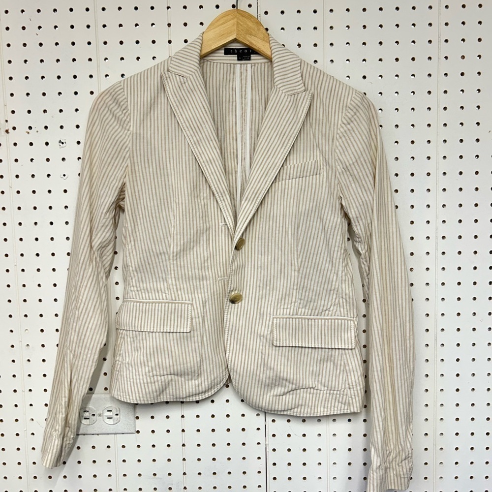 Theory Striped Beige Blazer